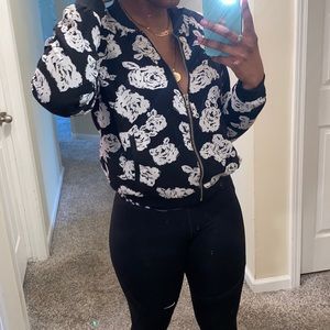 black and white flower jacket